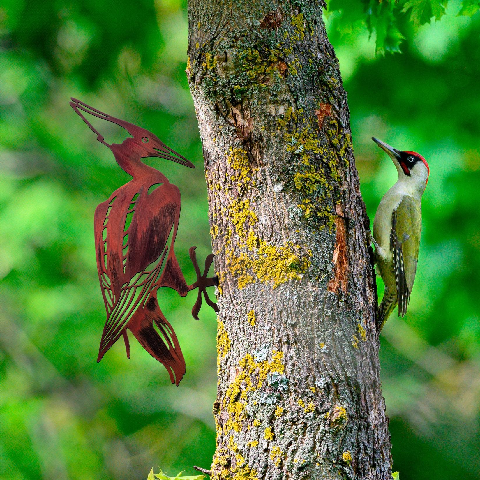 Аберто Дизајн Декоративна фигура Птица на гранка 30, 40x22 см, 1,5 мм, кафеава