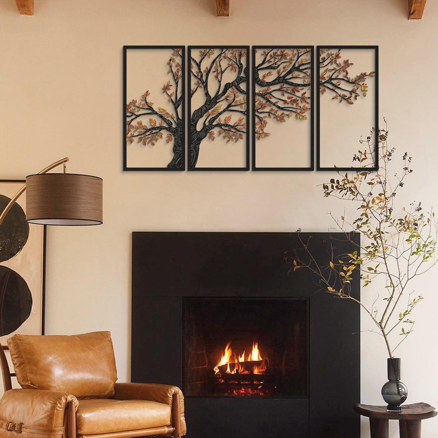 Wallity Комплет декорации за dzид Autumn Vibes-APT740 S, 48x98 см, 1,2 мм, 4 парчиња, црна