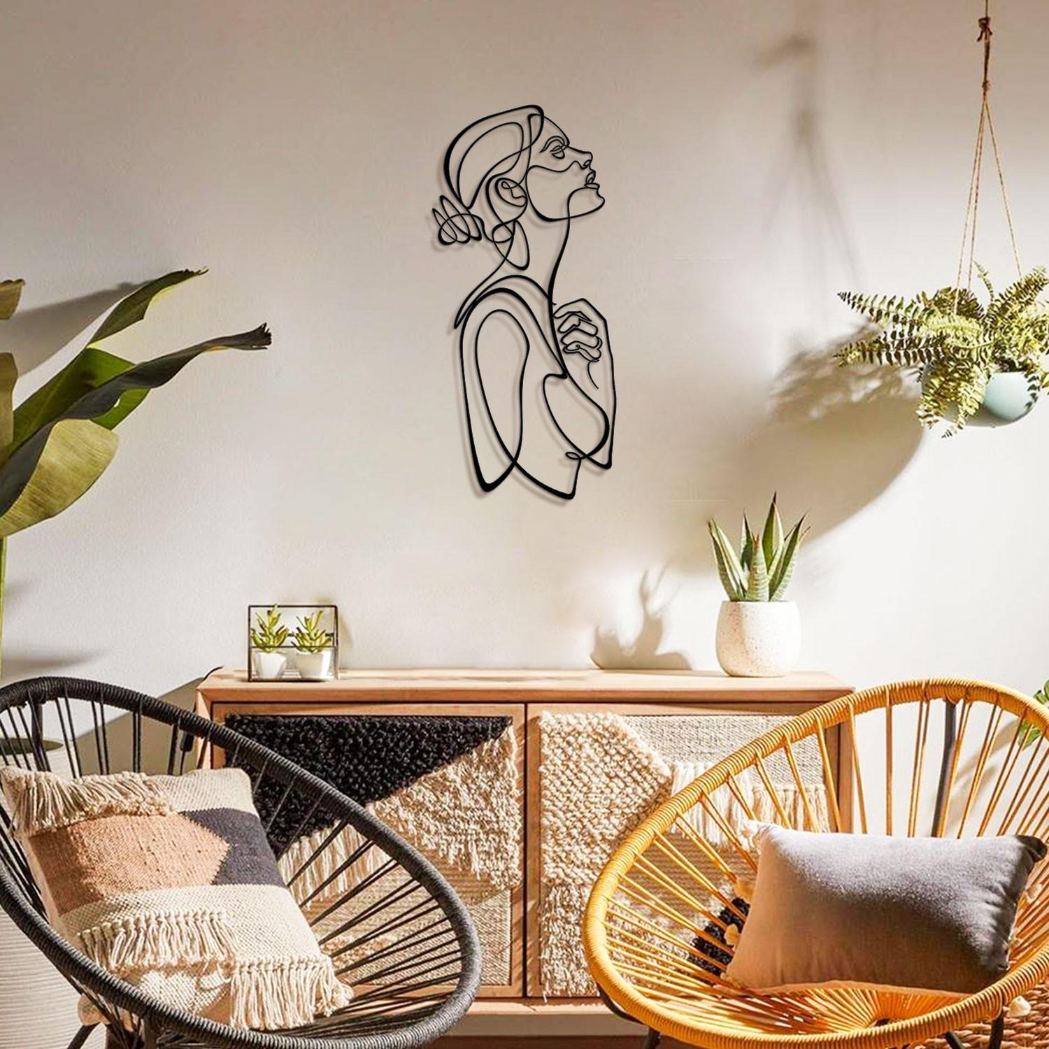 Wallity декорација за dzид Женска силуета-APT596MS, 28x61 см, 1,2 мм, црна