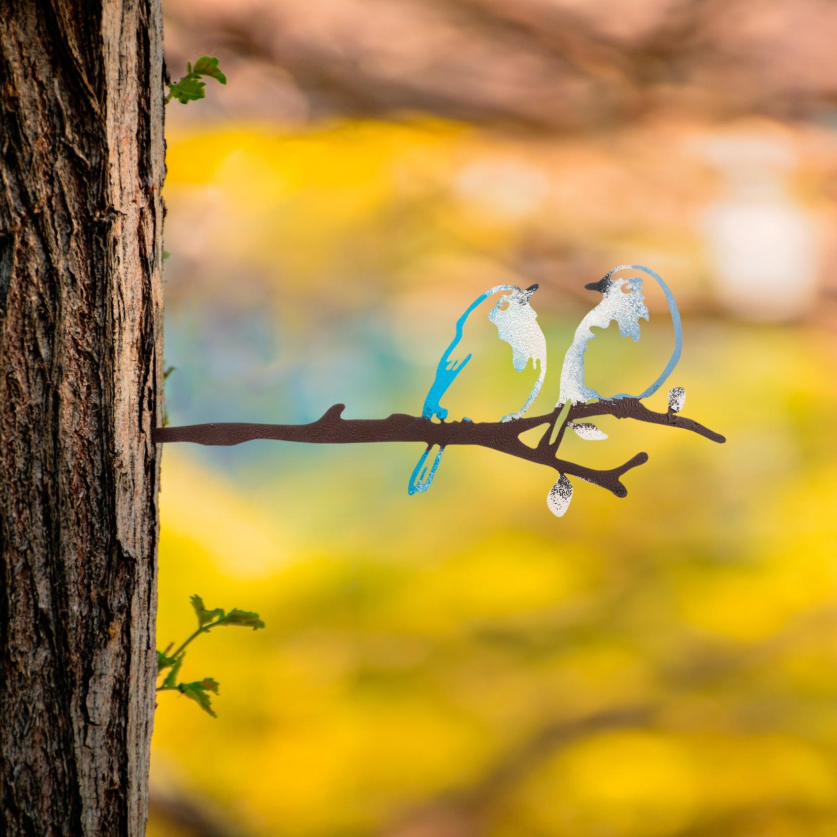 Аберто Дизајн Декоративна фигура Птица на гранка 26, 20x50 см, 1,5 мм, Сина