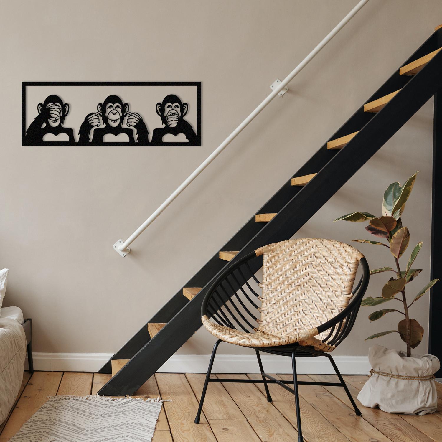 Wallity декорација за dzид Три мајмуни-S, 50x18 см, 1,2 мм, црна