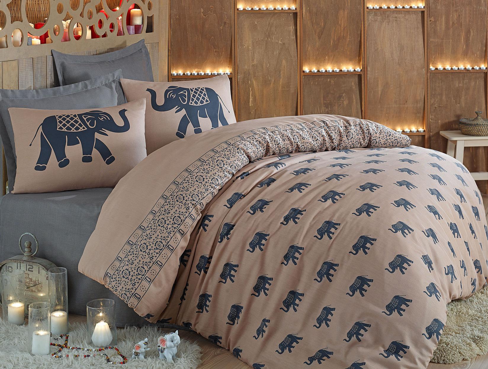 Комплет постелнина L'essentiel Maison Fil, 200x220 cm, сино-кафена