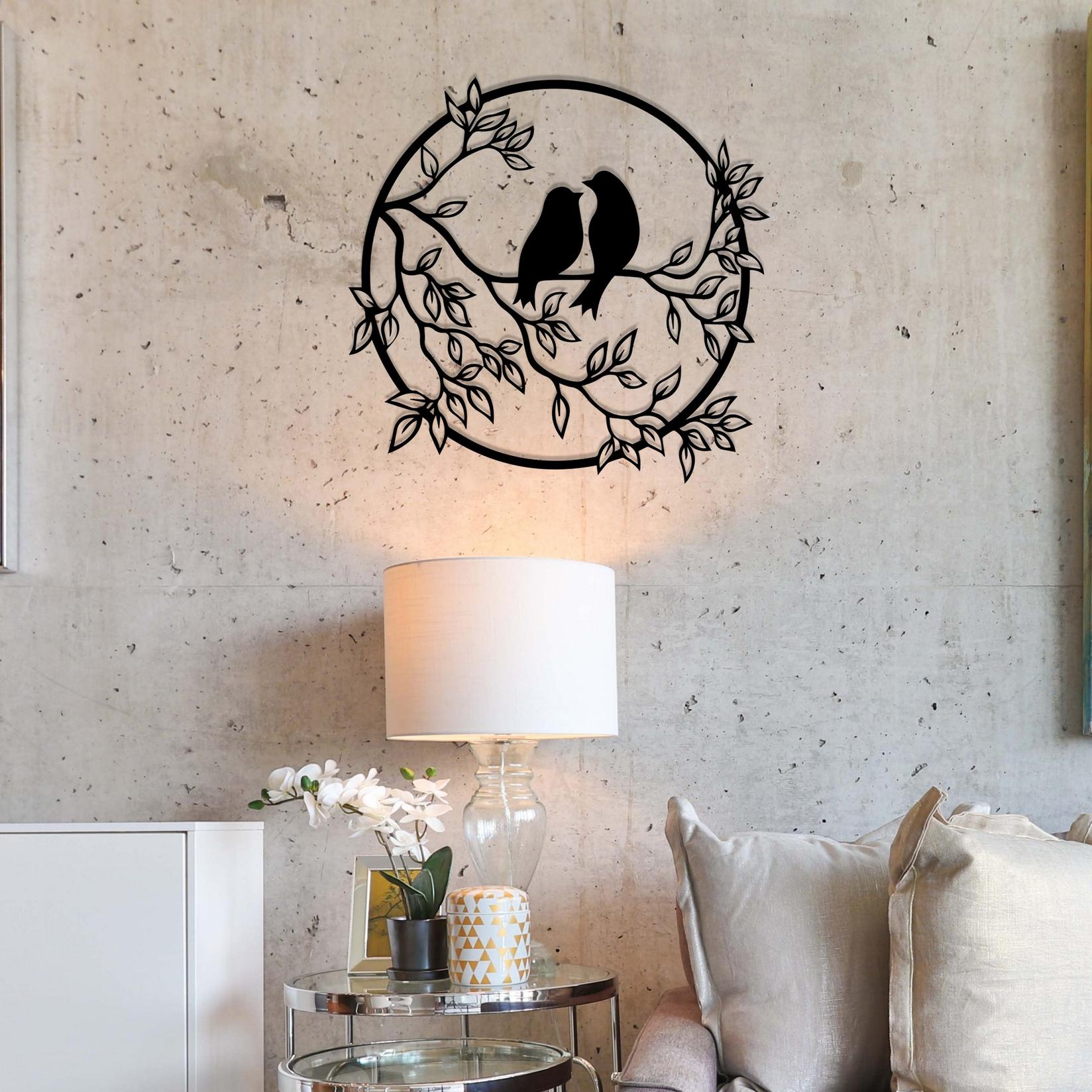 Wallity декорација за dzид „Птици на дрвото", 49,5x48 см, 1,2 мм, црна