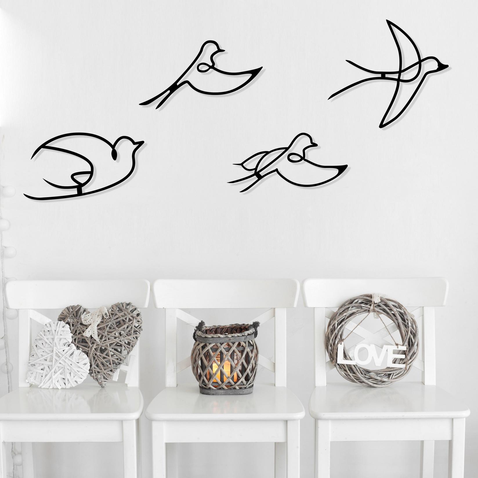 Wallity Комплет декорации за dzид Hope, 1.2мм, 4 парчиња, црна