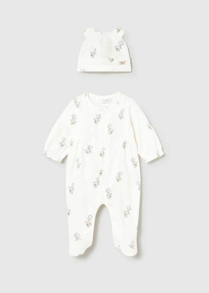 Coco Kids Шпилхозни со капа - бела, 4-6-месеци-70cm