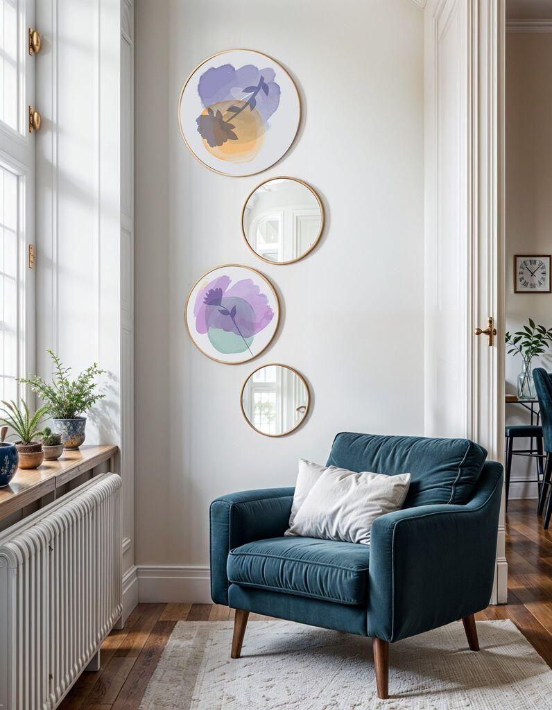 Wallity врамена слика сет кружни огледала-0005, 4 дела