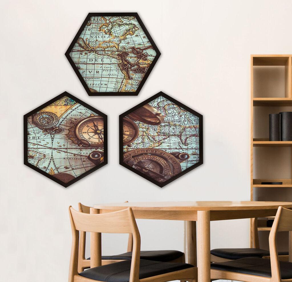 Wallity врамена слика 6GEN534923662, 35x35 см, 3 дела