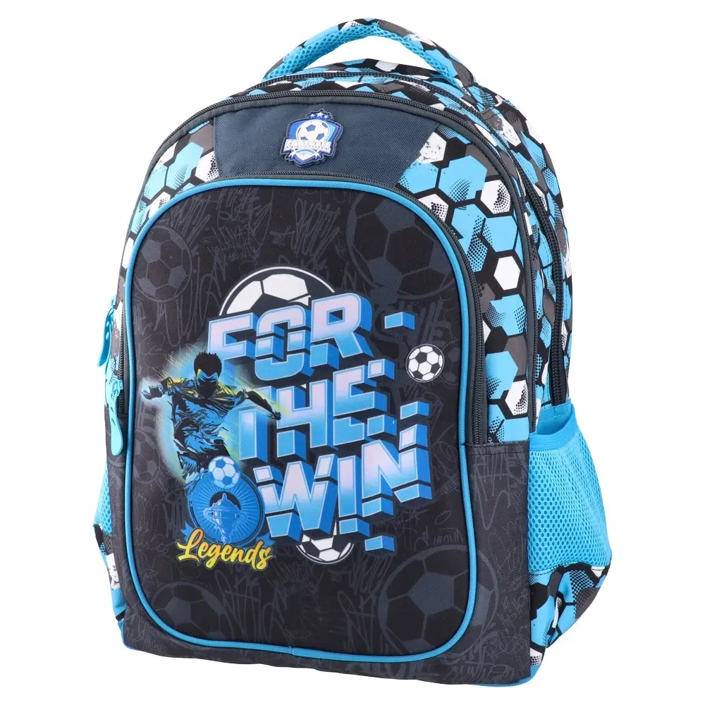 Училишен ранец Sazio Neo за момчиња, легенди на фудбалот Smash, 43x33x20 см, син