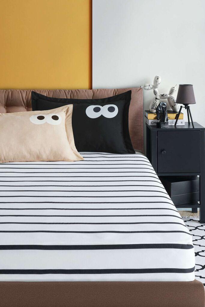 Комплет постелнина L'essentiel Maison Смешно, 160x220 см, црно-бело