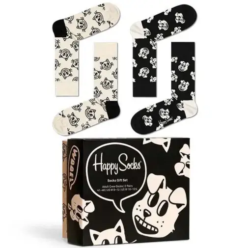 HAPPY SOCKS Поклон сет чорапи со животински мотиви LFS XPTS02_9100, Црни беж