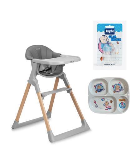 MoMi Комплет за првите оброци - MoMi Kala Feeding Chair + ГРАТИС Japlo Сад за храна и Japlo Четка за непца