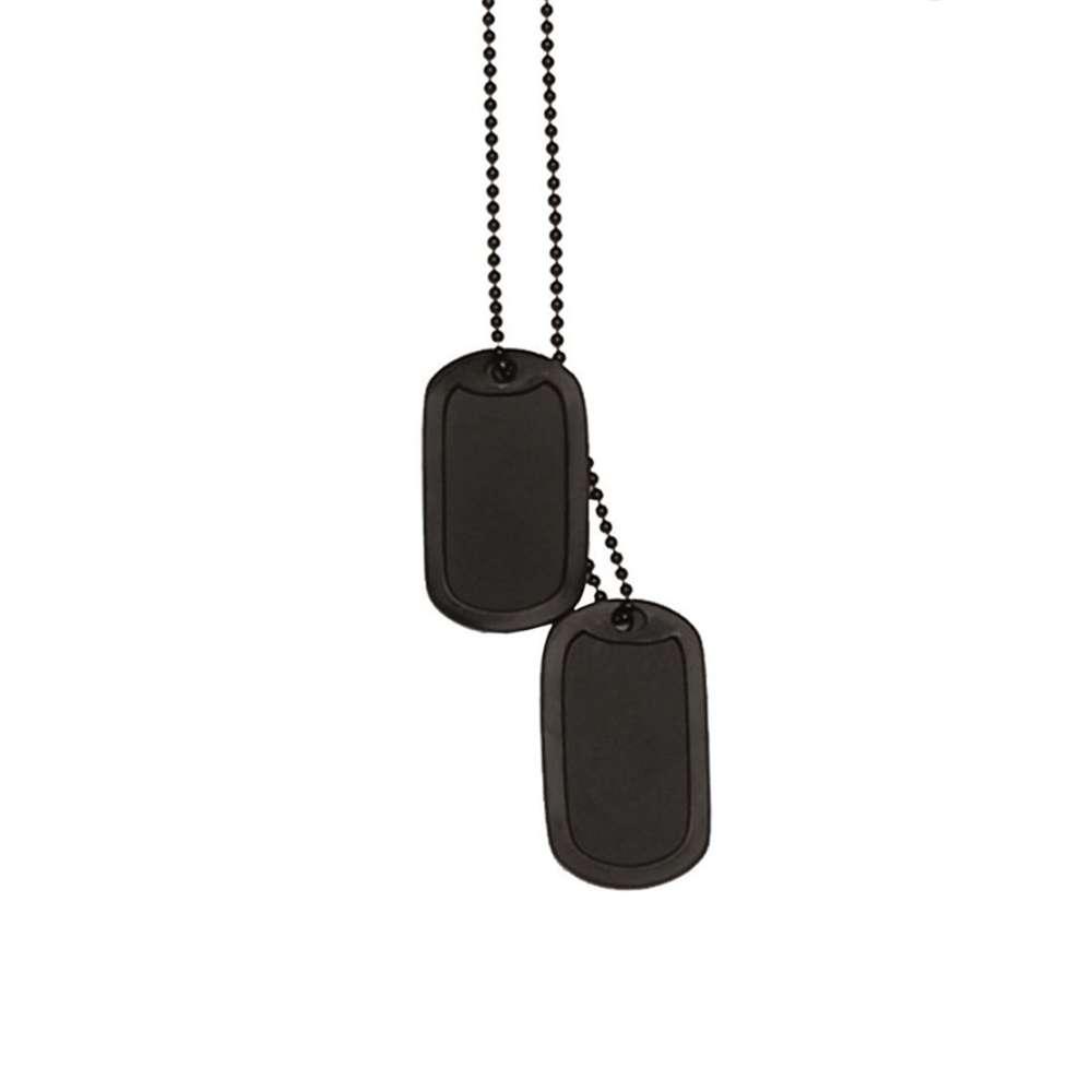 MIL TEC  Ланче dog tag сет со придушувач црно