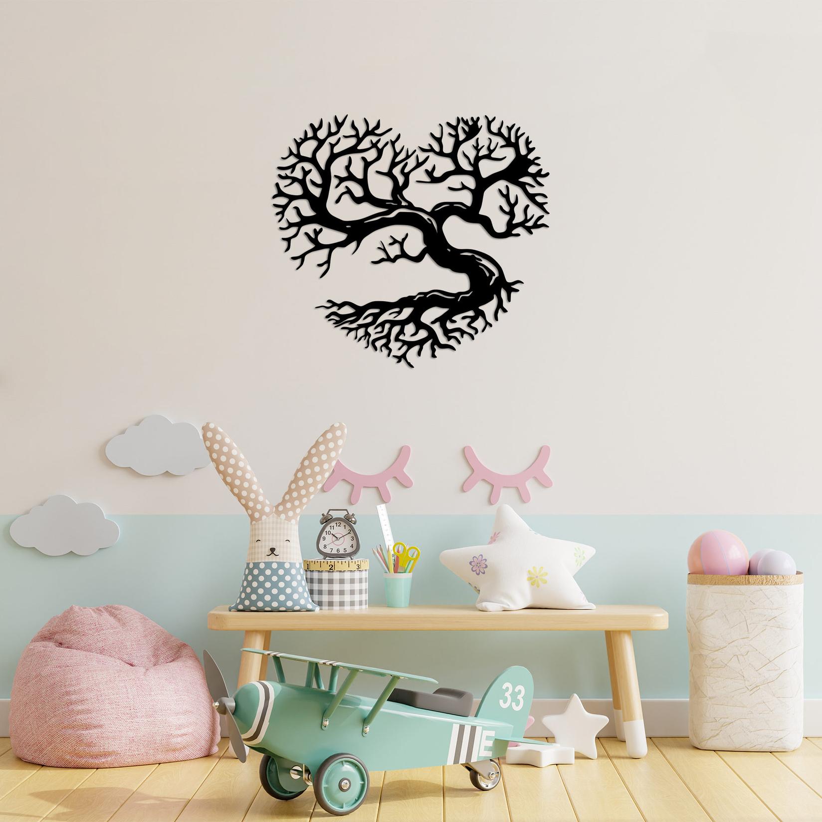 Wallity декорација за dzид во форма на елка во форма на срце, 64x70 см, 1,5 см, црна