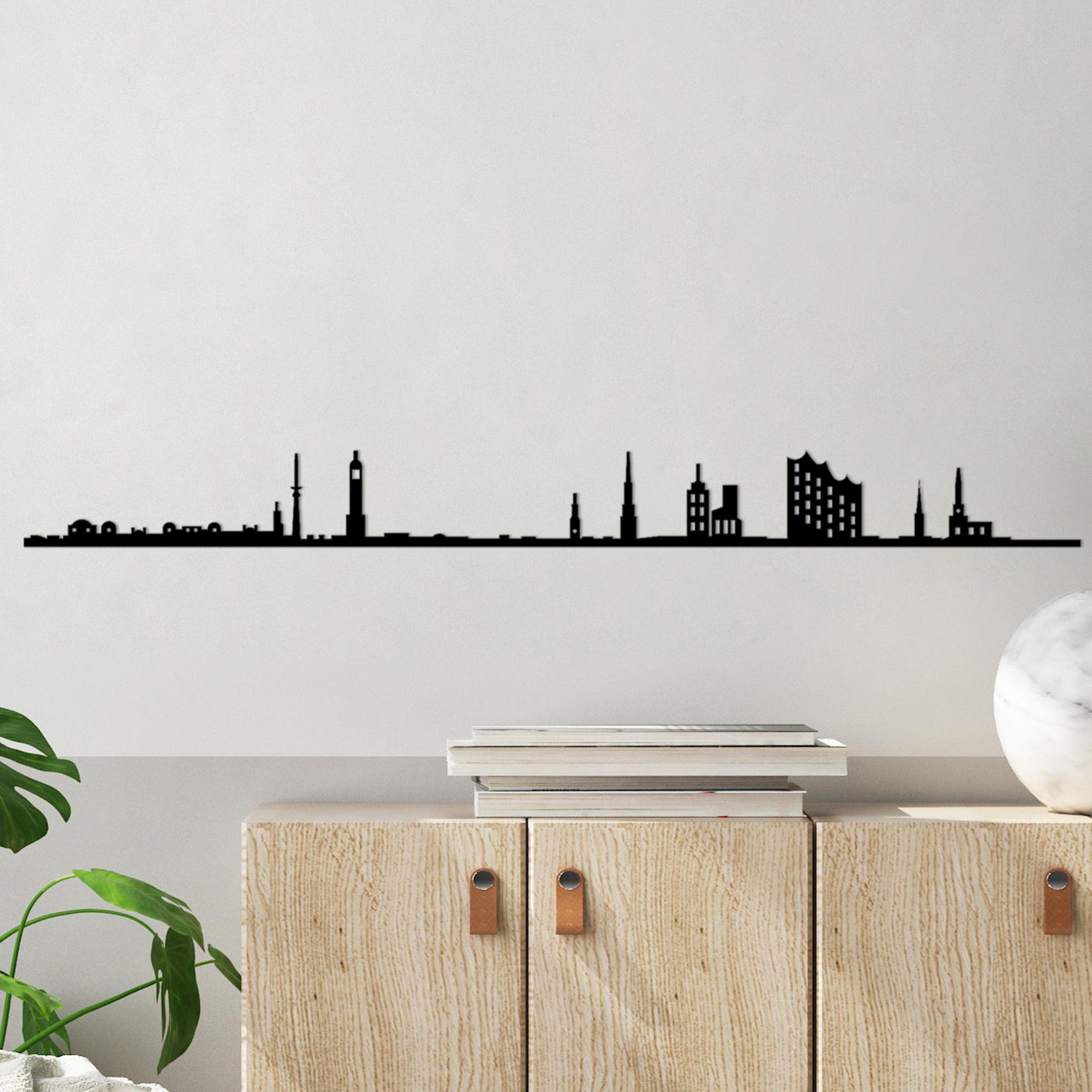 Wallity декорација за dzид Hamburg Skyline, 120x11 см, црна