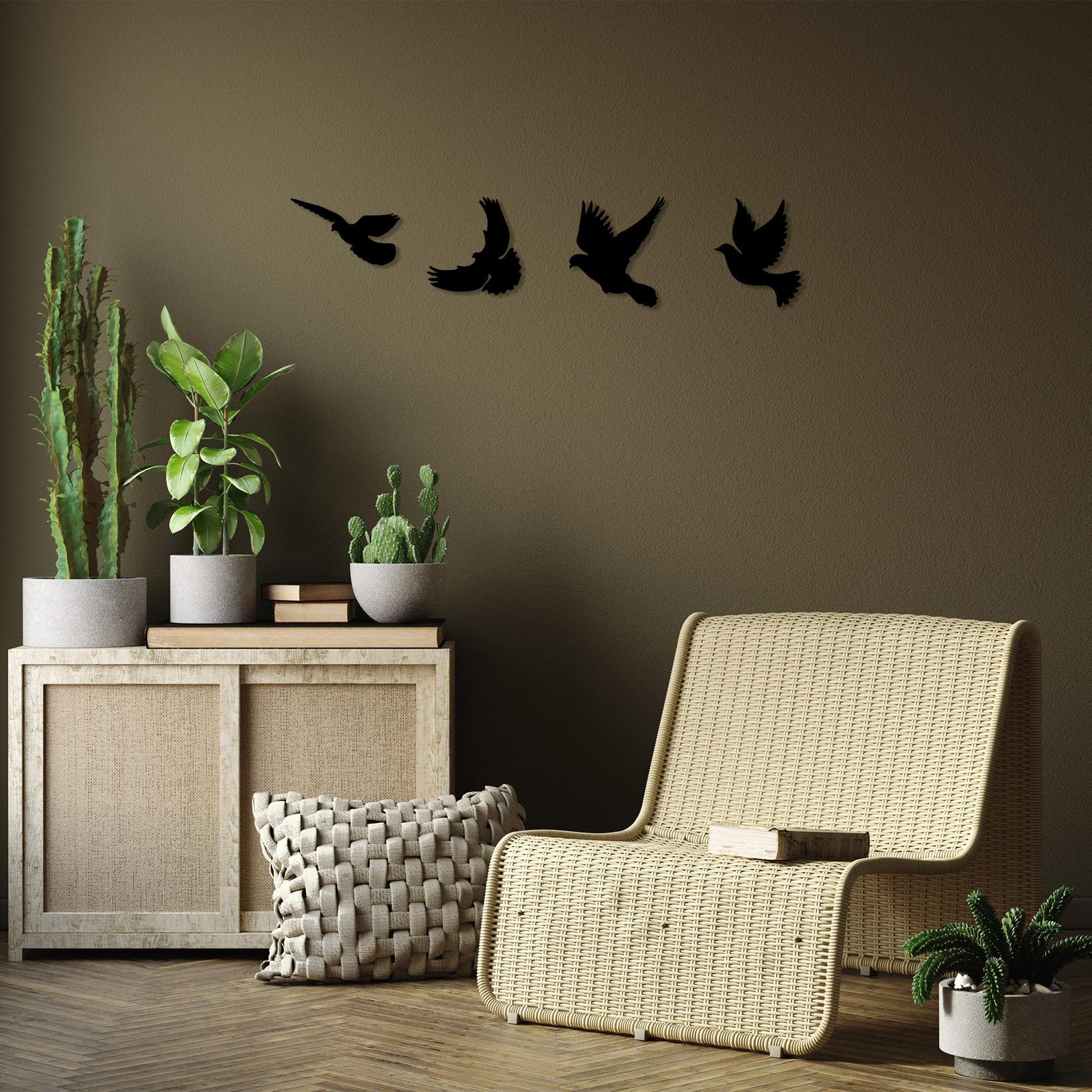 Wallity Комплет dzидни декорации Гулаби-293, од 13x22 см до 19x22 см, 1 мм, 4 парчиња, црна