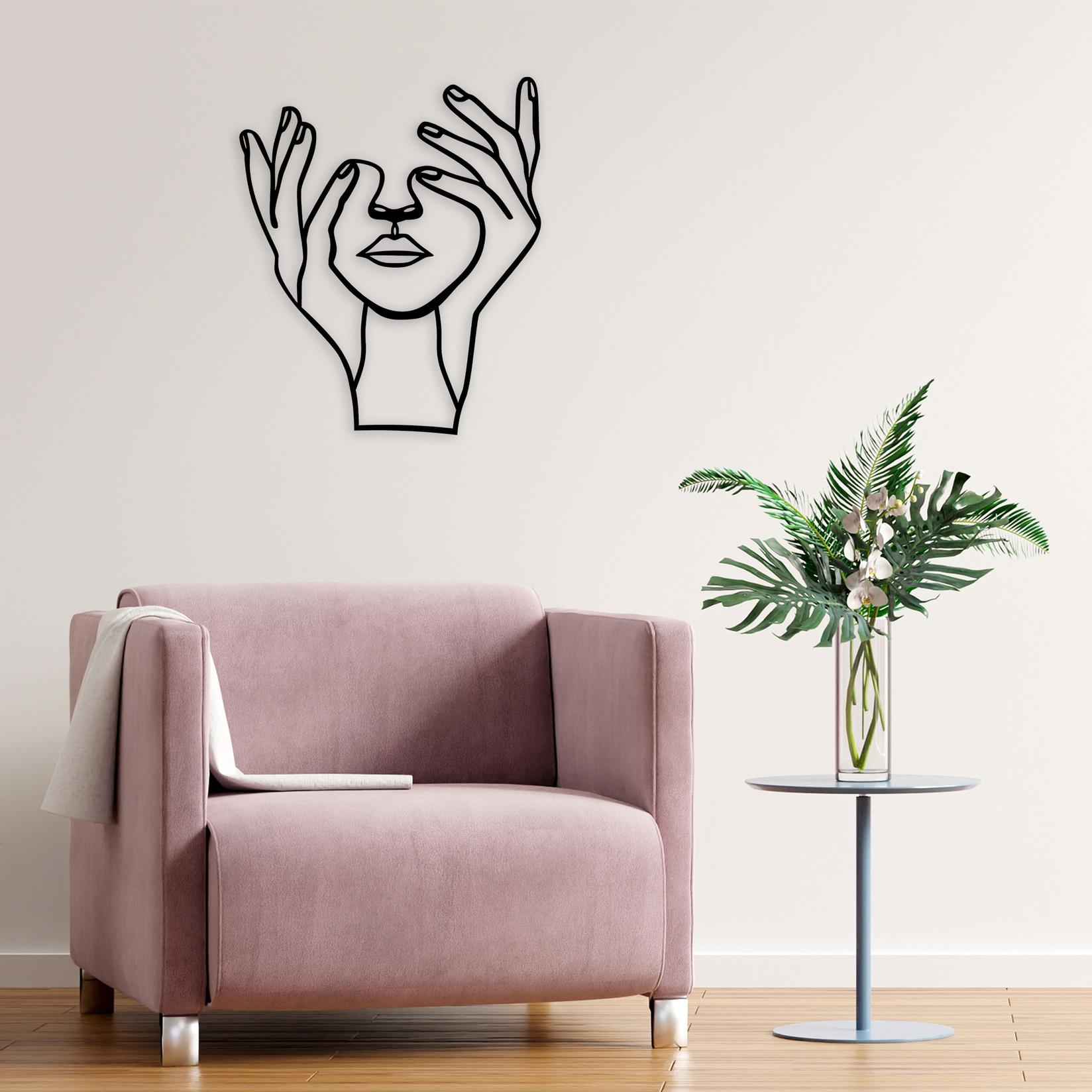 Wallity декорација за dzид Рака за лице, 70x86 см, 1,5 мм, црна