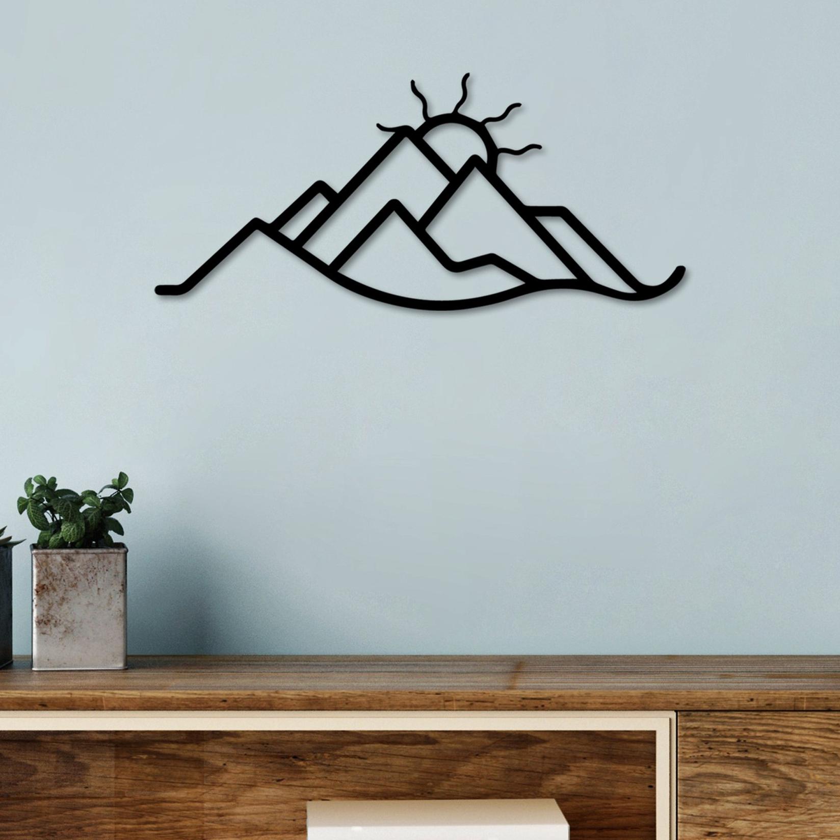 Wallity декорација за dzид Планина и сонце, 60x26 см, 1,5 мм, црна