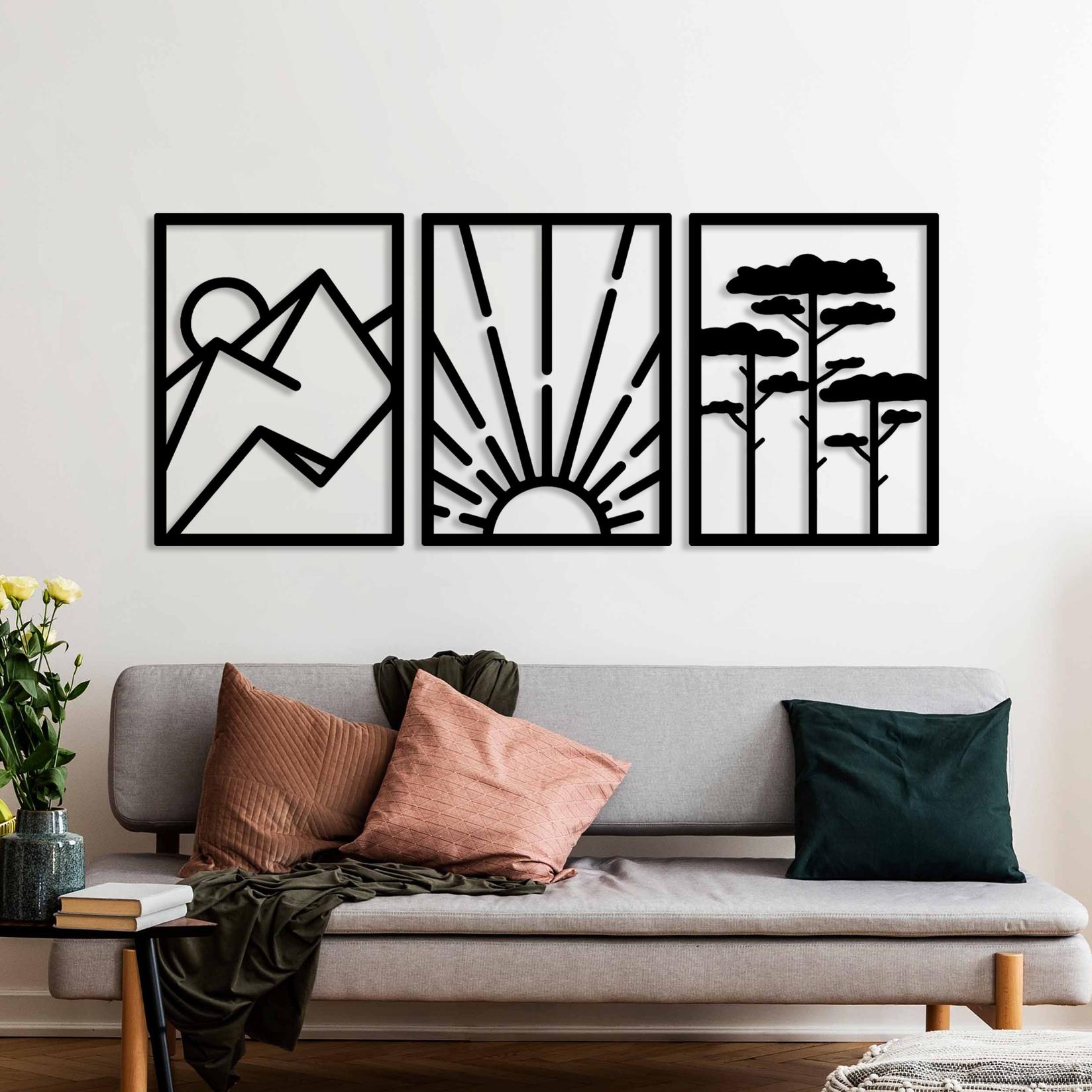 Wallity Комплет декорации за dzид Vista Trio B, 56x42 см 1,5 мм, 3 парчиња, црна