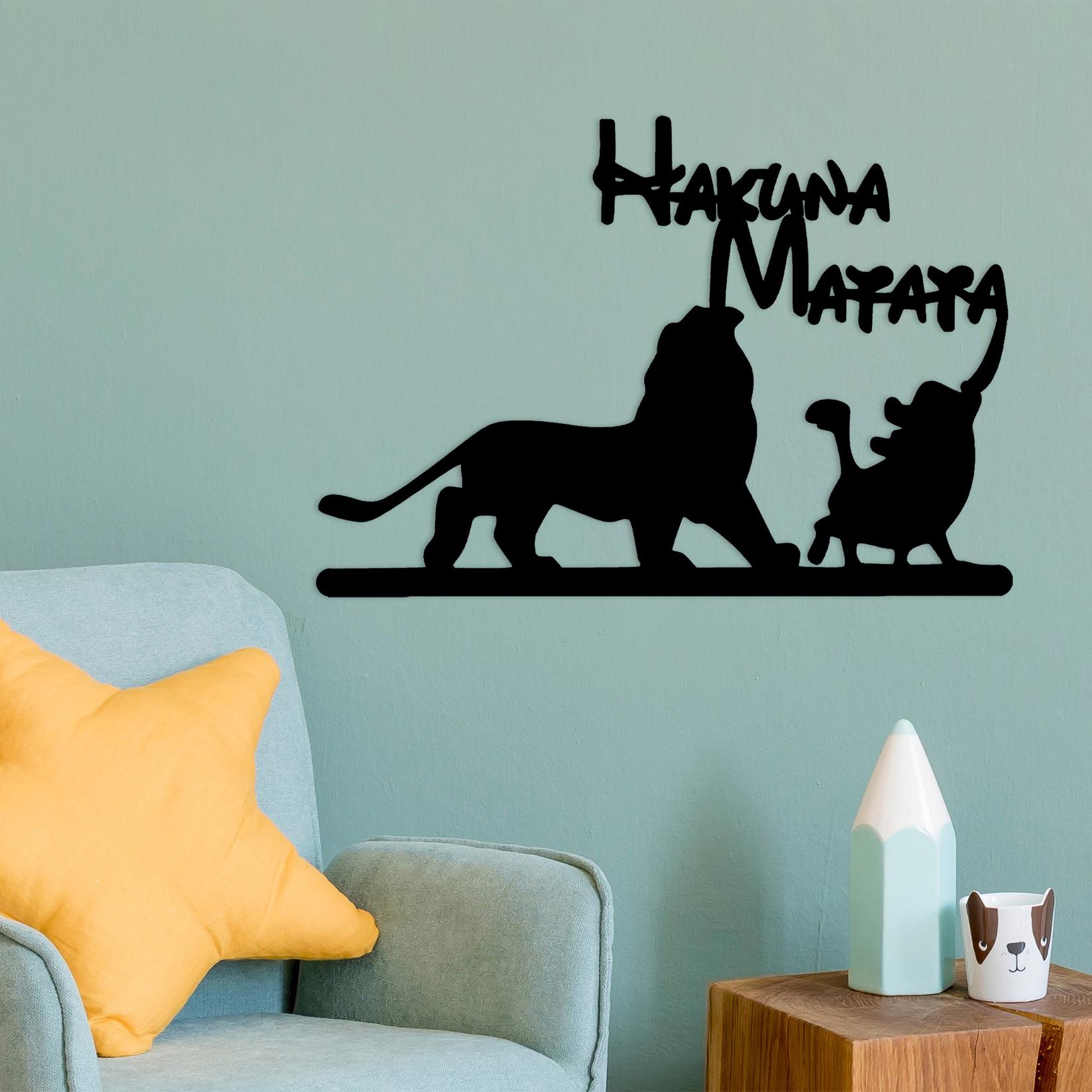 Wallity декорација за dzид Хакуна Матата Лав и Прасе, 58x1.5x39 см, 1.2 мм, црна