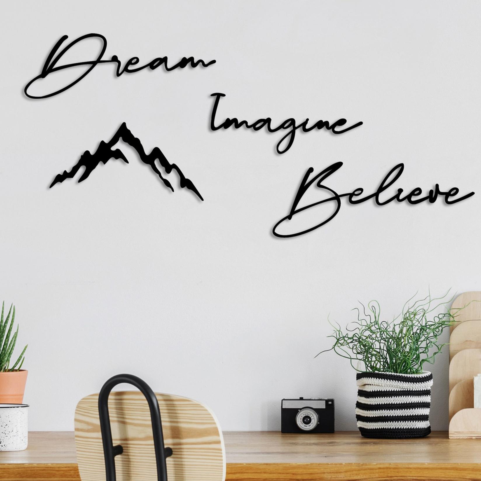 Wallity декорација за dzид Dream Imagine Believe, 1,5 мм, црна