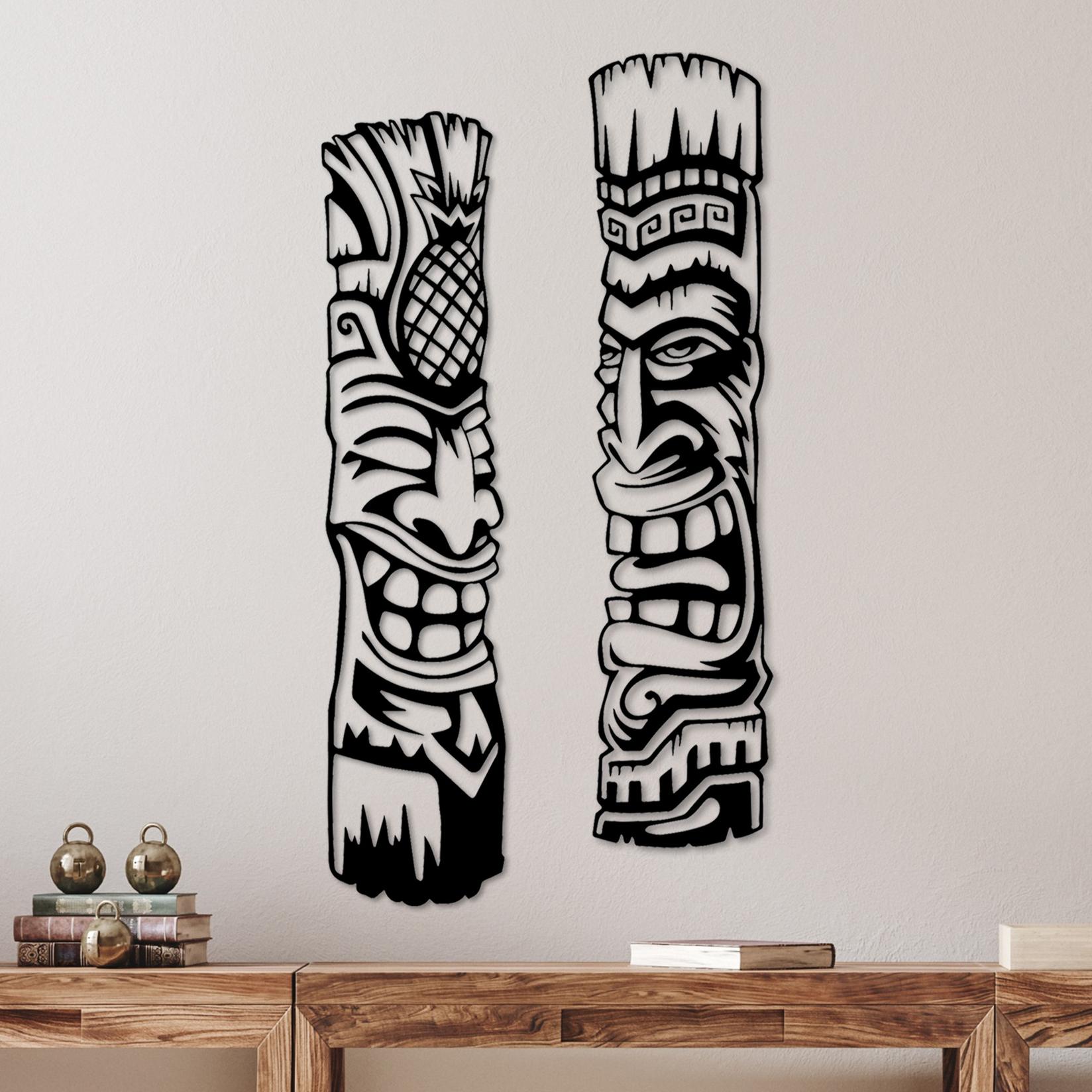 Wallity Комплет декорации за dzид Тики, 20x84 см, 1,5 мм, 2 парчиња, црна