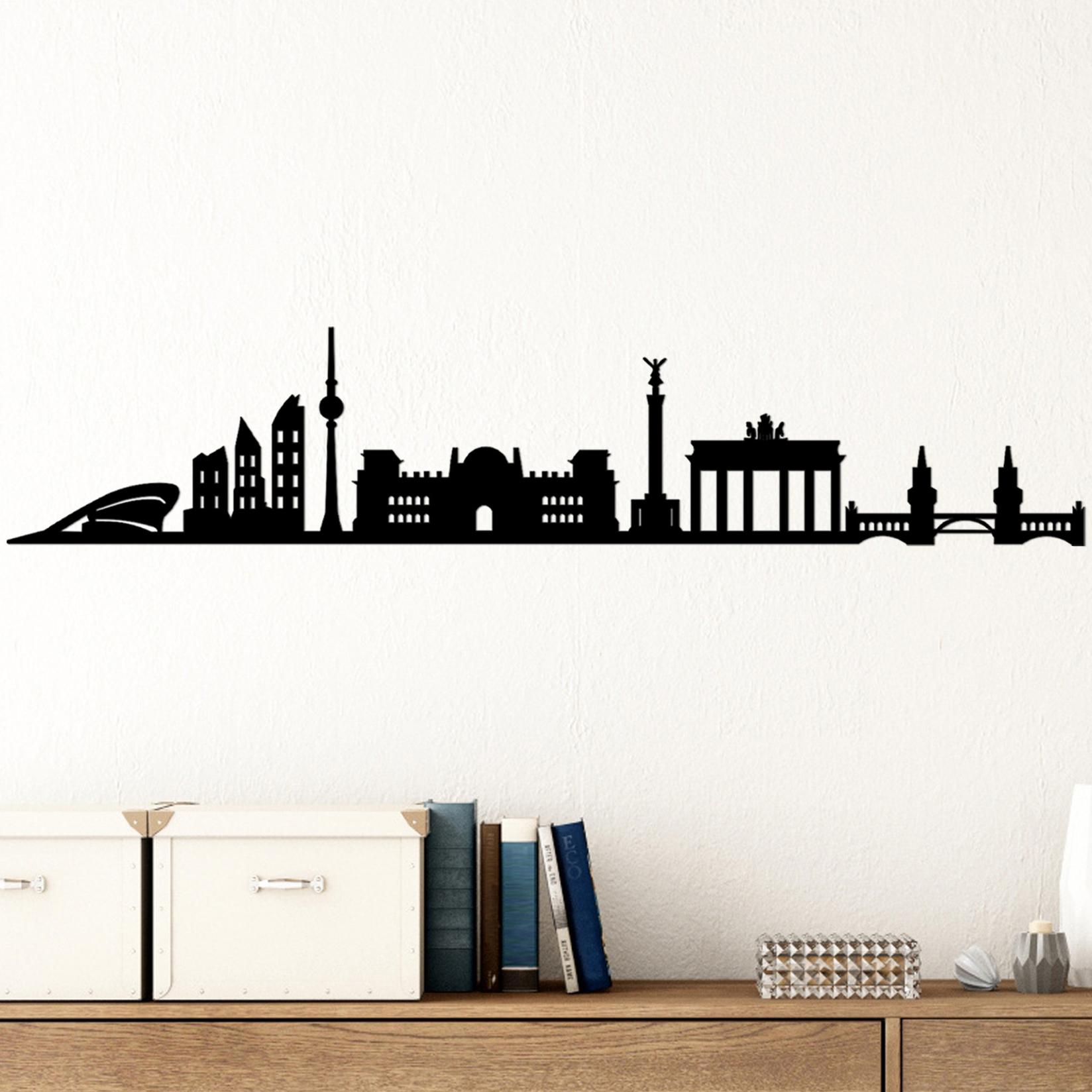 Wallity декорација за dzид Berlin Skyline, 119x24 см, 1,5 мм, црна