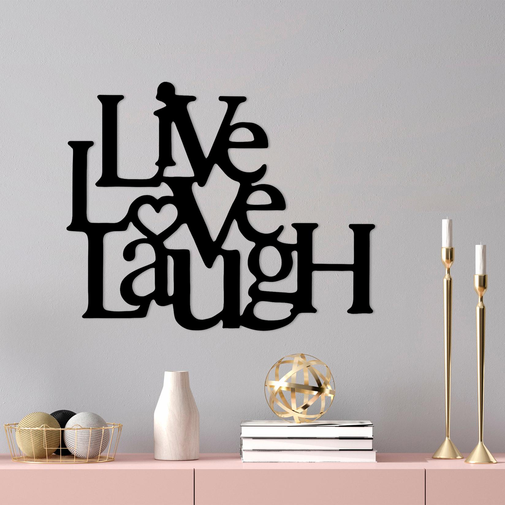 Wallity декорација за dzид Live-Love-Laugh, 36x1.5x45 см, црна