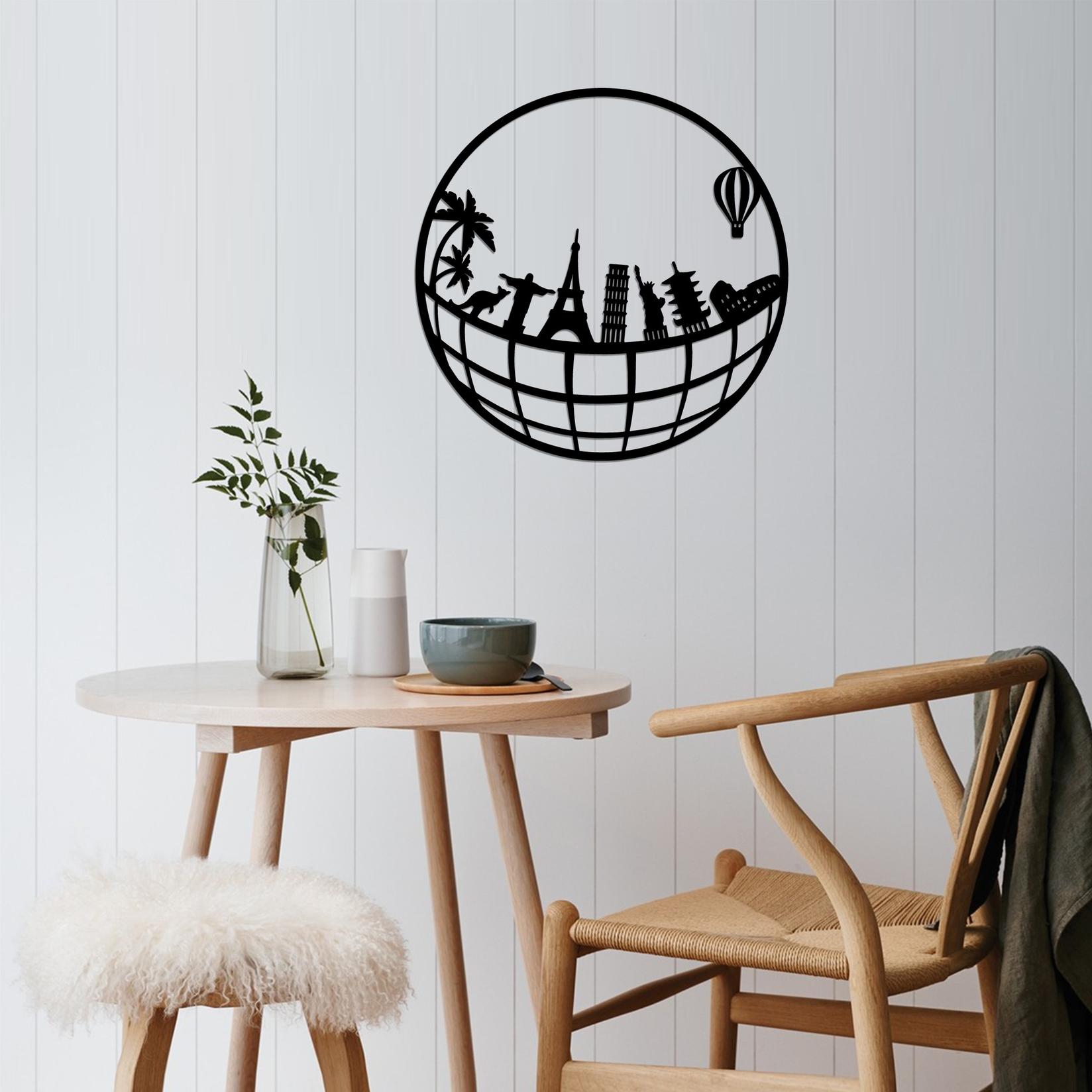 Wallity dzидна декорација Светска мапа 5, 48x48 см, црна