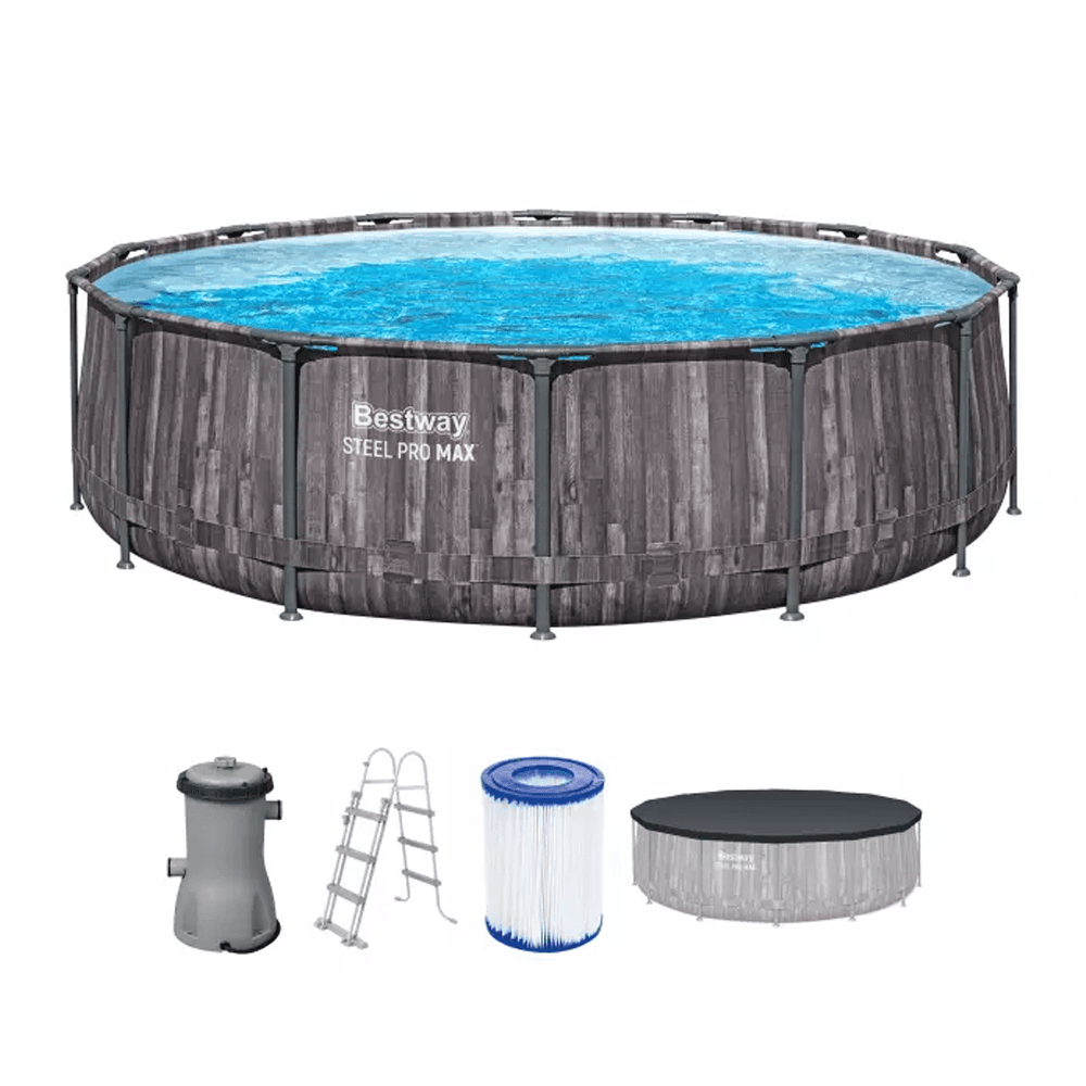 BESTWAY Монтажен Базен Со Филтер Пумпа, Скали И Покривка, 4.27m x 1.07m