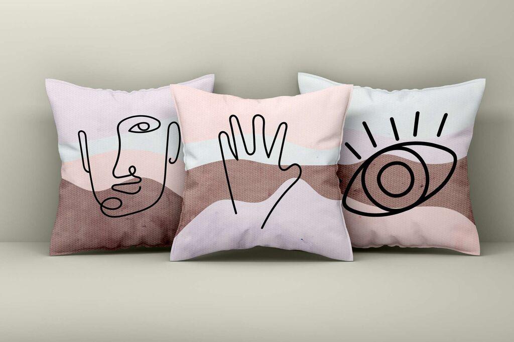 Комплет декоративни навлаки за перници Aberto Design Asr_plw25-5, 43x43 см, 3 парчиња, шарени