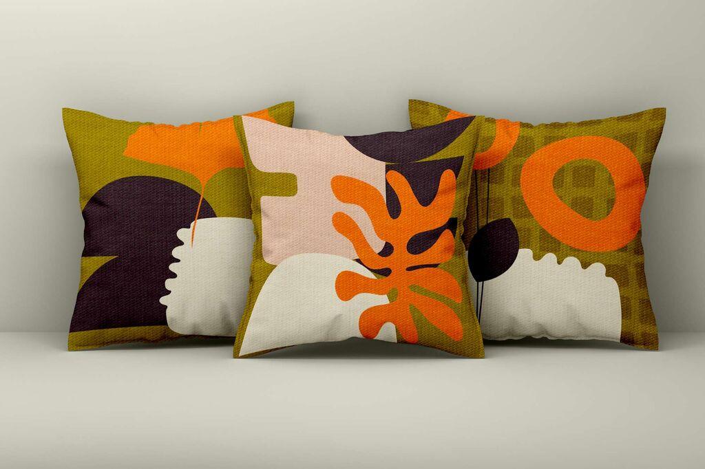 Комплет декоративни навлаки за перници Aberto Design Asr_plw25-4, 43x43 см, 3 парчиња, шарени