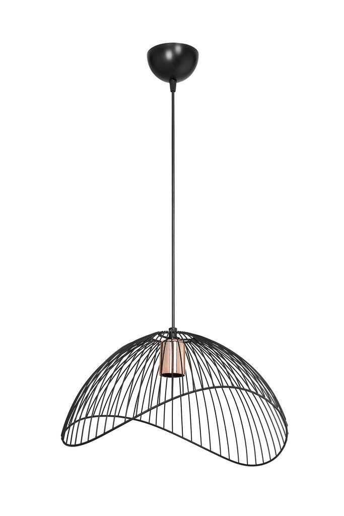 Alfa Electric Единечен висечки лустер  Е27 ,црна мрежа - полутопка