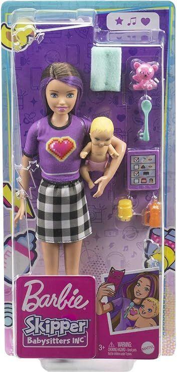 Barbie Кукла и Сет Skipper Babysitters Inc. со Бебе и 4 Додатоци, Бринета