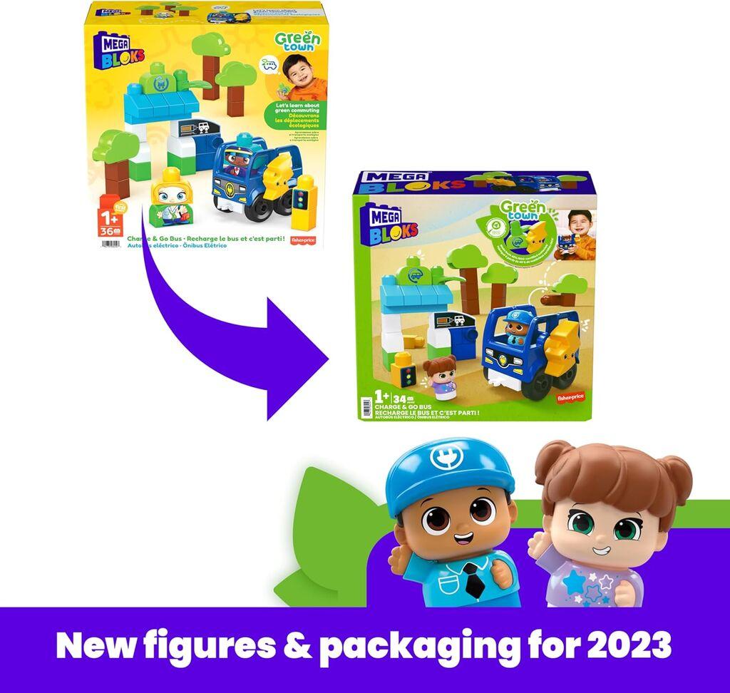 Mega Bloks Сет Green Town Charge & Go Bus со 34 Коцки