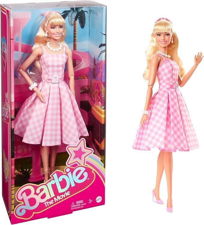 Barbie Колекционерска Кукла The Movie Маргот Роби со Розово-Бел Фустан