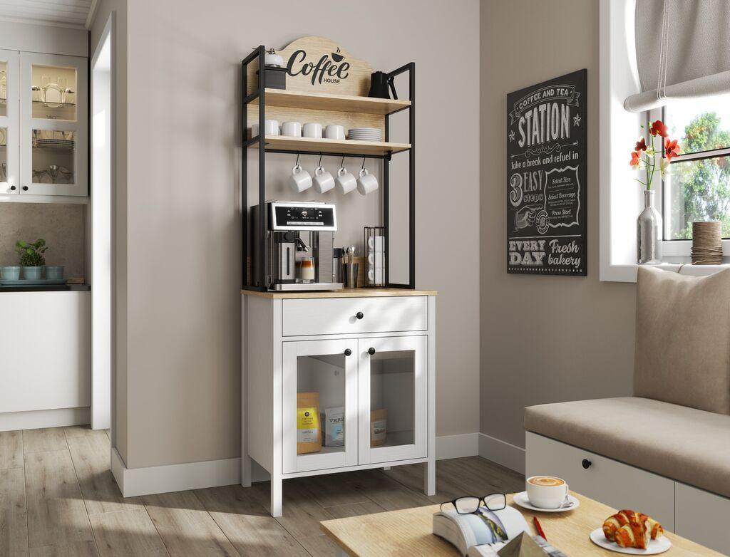 Полица за кафе Hanah Home FRN-20076, 75x210x50 см, бела