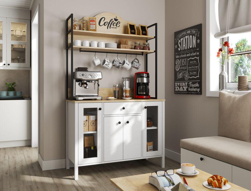 Полица за кафе Hanah Home FRN-20075, 120x210x50 см, бела