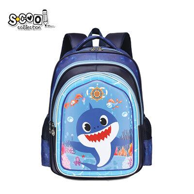 Училишен Ранец Ергономски Ајкула 3D – Самостоечки Модел, Пространи Прегради, Со Странични Џебови, Издржлив Полиестер, Син