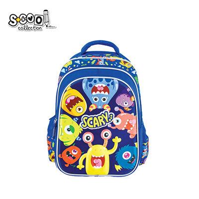 Ранец Ергономски Чудовишта – 3D Дизајн, Појачан Грб, Две Прегради, Рефлектирачки Ленти, Син