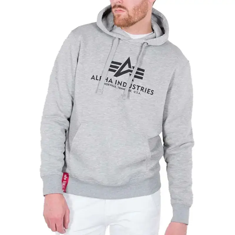 Alpha Машки дуксер Basic Hoody, сив