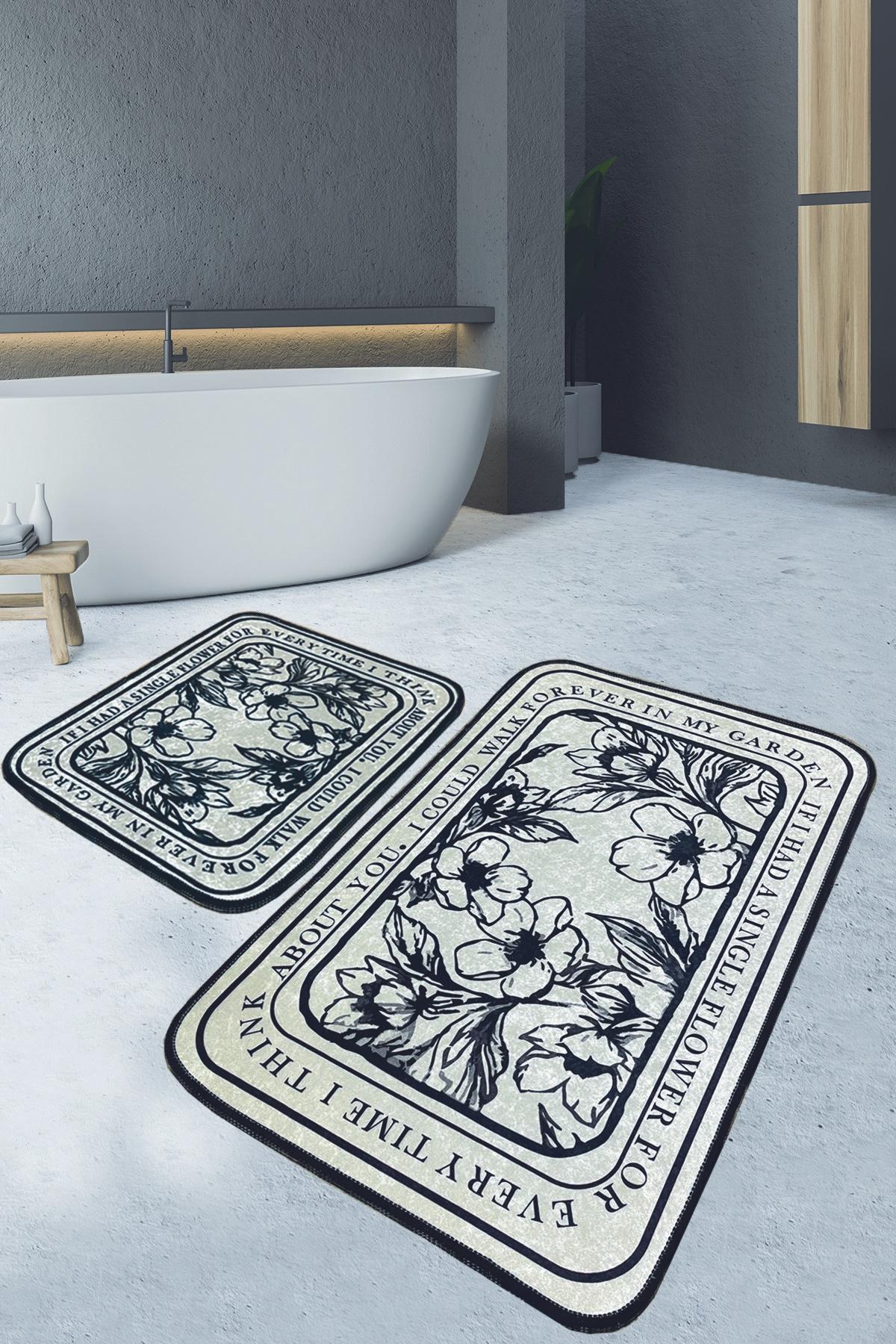 Комплет од 2 теписи за бања L'essentiel Maison, крем-црни