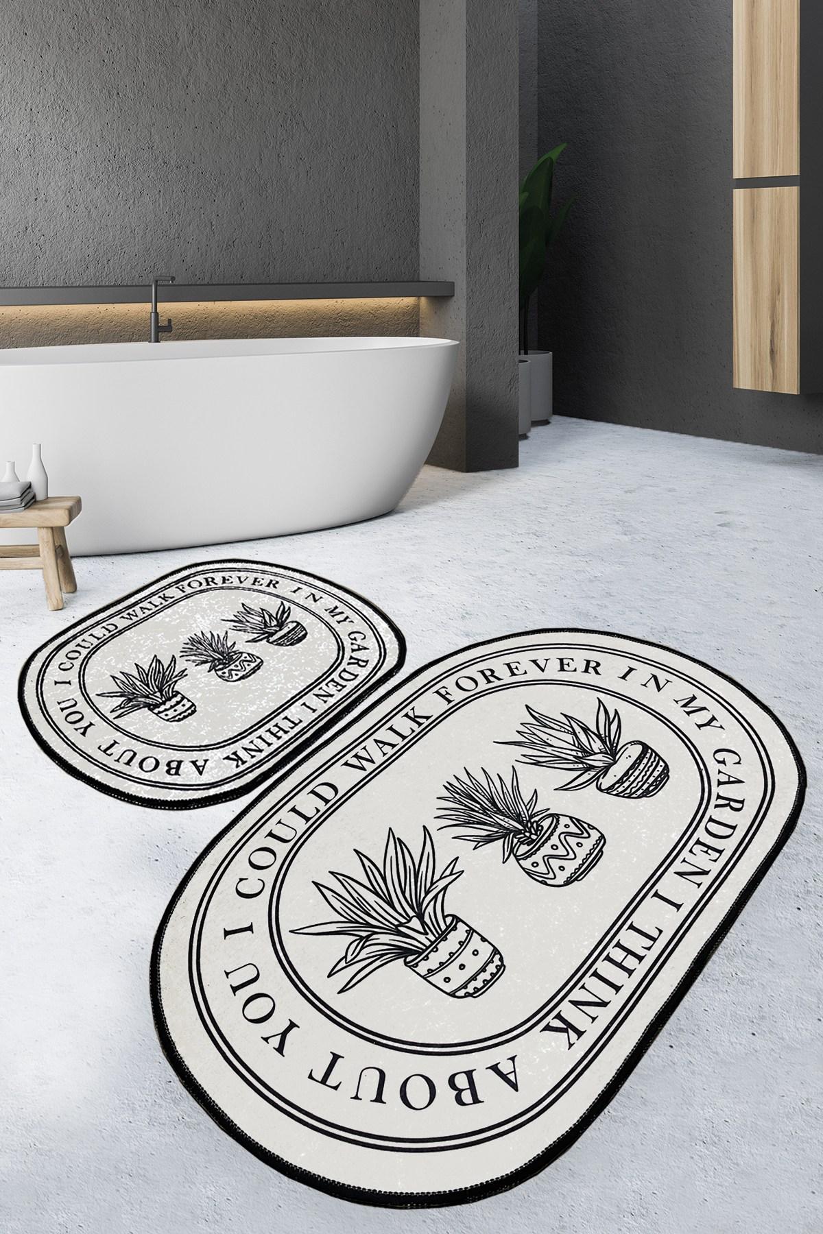 Комплет од 2 теписи за бања L'essentiel Maison, крем-црни