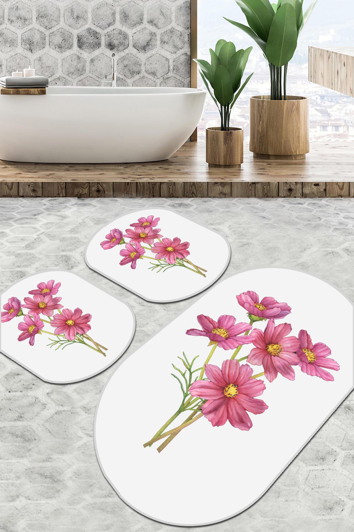 Комплет од 3 теписи за бања L'essentiel Maison, бели