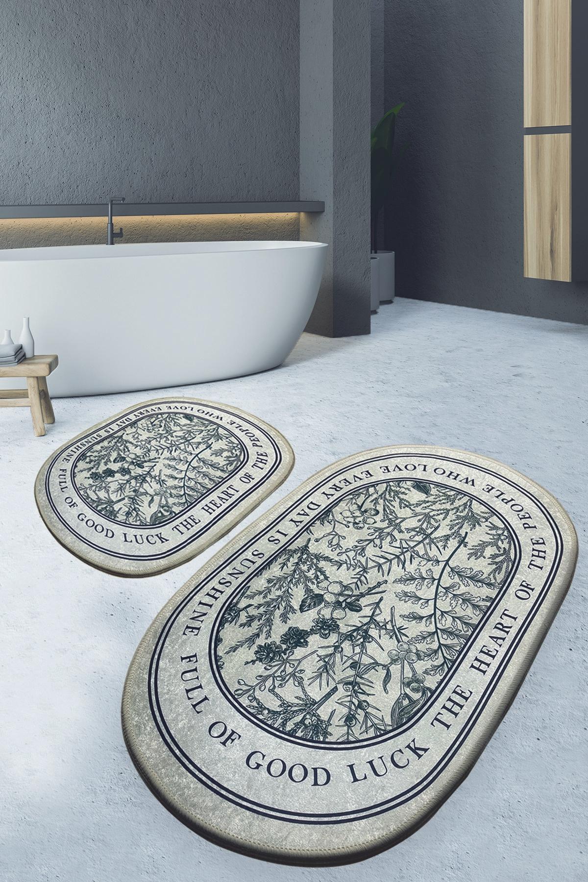 L'essentiel Maison Сет од 2 килими за бања Беж-зелена боја