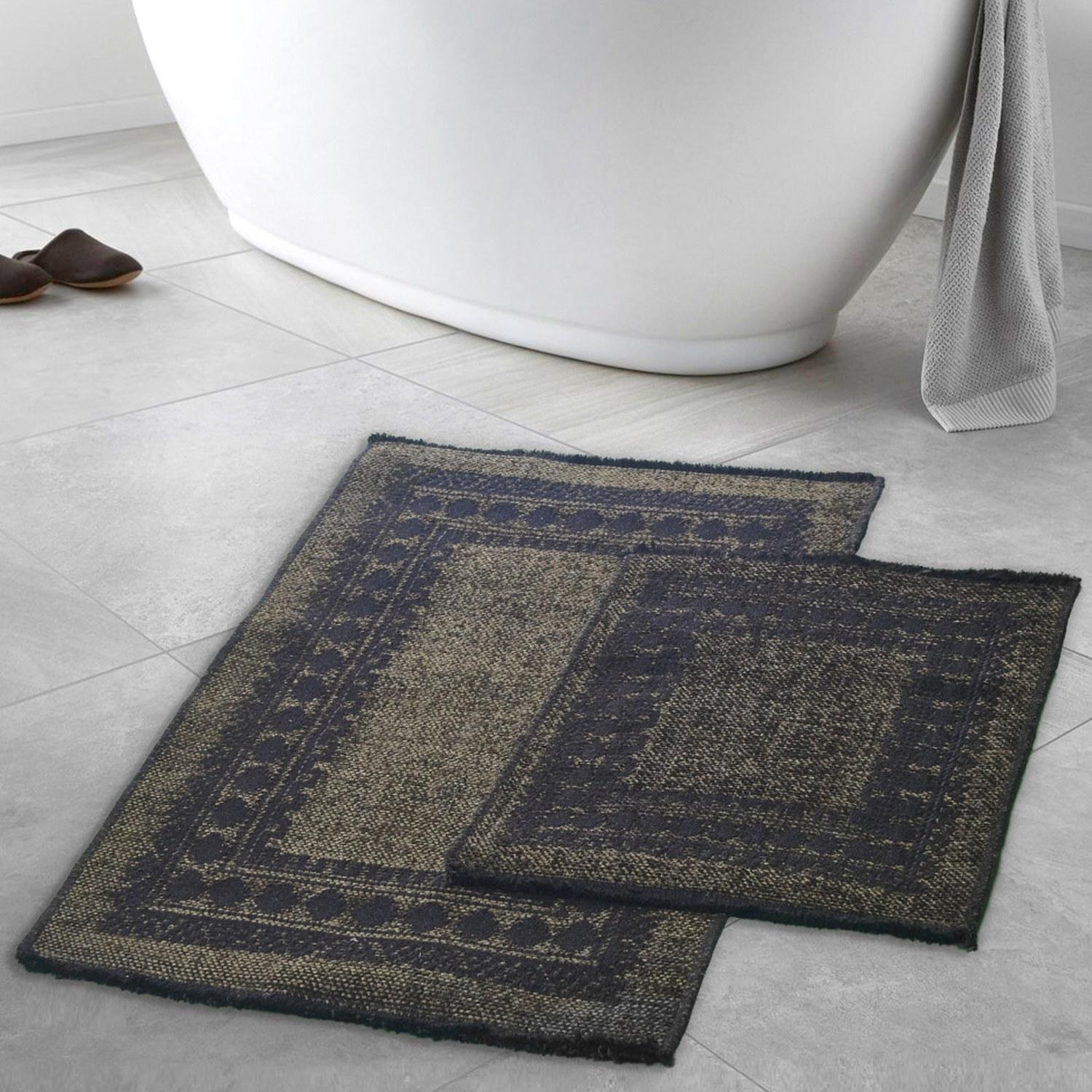 Комплет од 2 теписи за бања L'essentiel Maison, зелено-црни