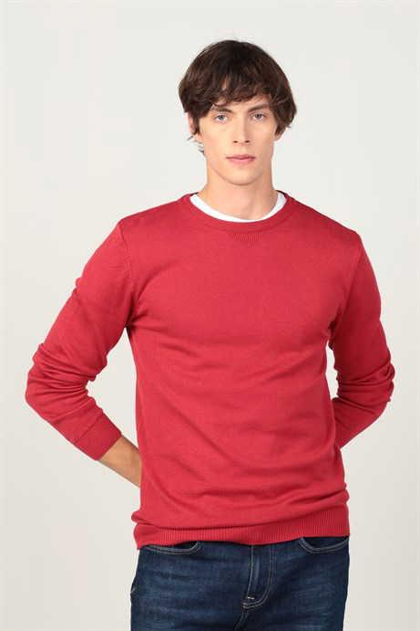 TUDORS Машки џемпер со тенок фит црвено