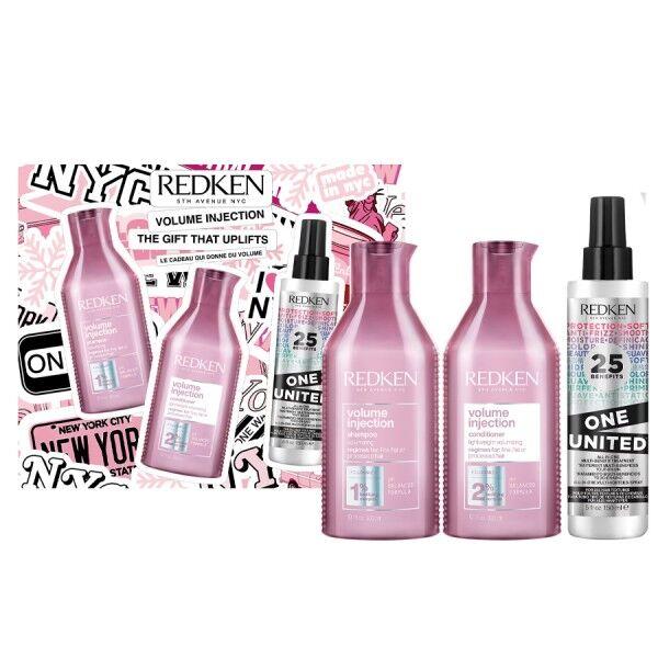 Redken Шампон Volume Injection 300 ml+Redken Регенатор Volume Injection 300 ml + Redken Повеќенаменски спреј One United Multi-Benefit Treatment 150 ml