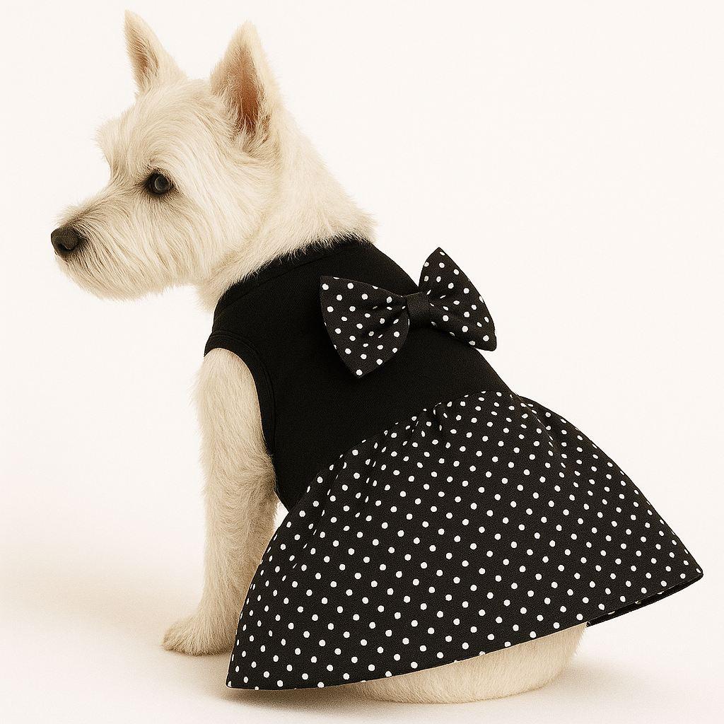 Костум за кучиња „Шепи и мустаќи" - црни фустани