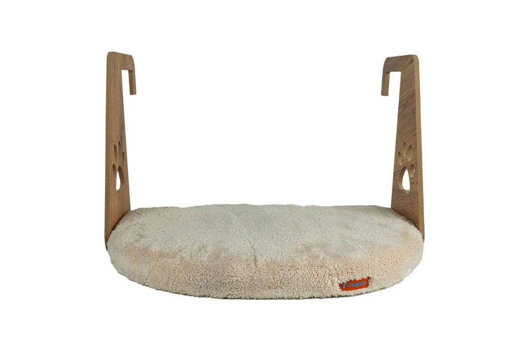 Кревет за мачки „Paws & Whiskers" со рамка за радијатор, 52 × 35 см, крем