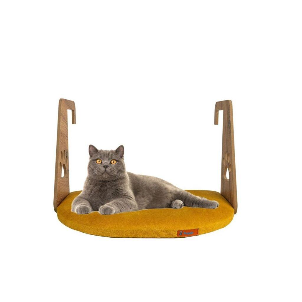 Кревет за мачки „Paws & Whiskers" со рамка за радијатор, 52 × 35 см, крем